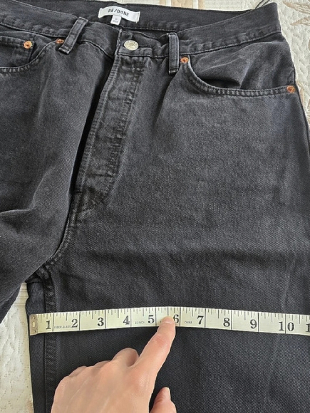 RE/DONE 90s Crop Low Slung Jeans Black Waist 27 NWT - Picture 3 of 5